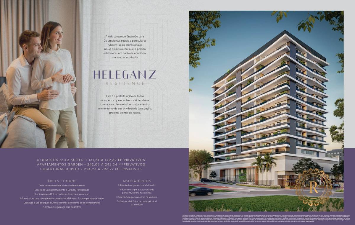 Apartamento de luxo à venda, no HELEGANZ,  em Vila Velha, Itapuã, com 4 quartos, 131 a 139m²